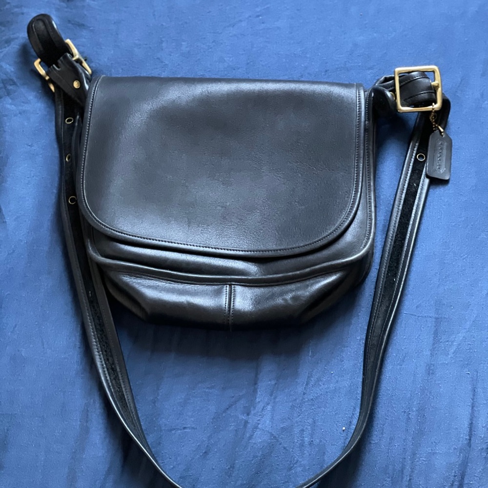 Black Coach Hippie flap shoulder bag